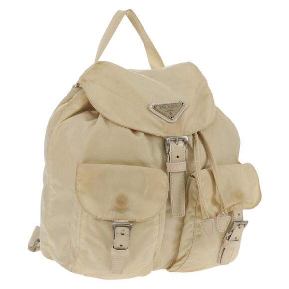 PRADA Backpack Nylon White Silver Auth 145850 main image 13